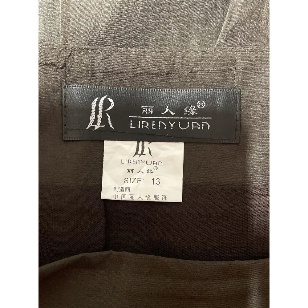 LR Lirenyuan Juniors Brown Skirt - Size 13 - Lined with Silver Beaded Accents